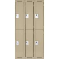 Clean Line Lockers, 2 -tier, Bank of 3, 36" x 18" x 72", Steel, Beige, Rivet (Assembled) Par Equipment