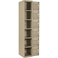 Clean Line Lockerette, 6 -tier, Bank of 4, 48" x 18" x 72", Steel, Beige, Rivet (Assembled) Par Equipment