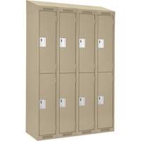 Clean Line Lockers, 2 -tier, Bank of 4, 48" x 18" x 78", Steel, Beige, Rivet (Assembled) Par Equipment