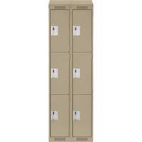 Clean Line Lockers, 3 -tier, Bank of 2, 24" x 18" x 78", Steel, Beige, Rivet (Assembled) Par Equipment