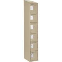Clean Line Lockerette, 6 -tier, 12" x 18" x 78", Steel, Beige, Rivet (Assembled) Par Equipment