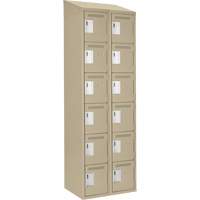 Clean Line Lockerette, 6 -tier, Bank of 2, 24" x 18" x 78", Steel, Beige, Rivet (Assembled) Par Equipment