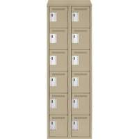 Clean Line Lockerette, 6 -tier, Bank of 2, 24" x 18" x 78", Steel, Beige, Rivet (Assembled) Par Equipment