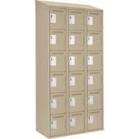 Clean Line Lockerette, 6 -tier, Bank of 3, 36" x 18" x 78", Steel, Beige, Rivet (Assembled) Par Equipment
