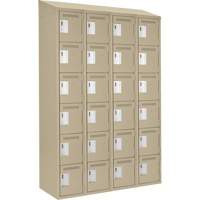 Clean Line Lockerette, 6 -tier, Bank of 4, 48" x 18" x 78", Steel, Beige, Rivet (Assembled) Par Equipment