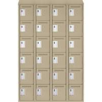 Clean Line Lockerette, 6 -tier, Bank of 4, 48" x 18" x 78", Steel, Beige, Rivet (Assembled) Par Equipment