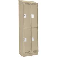 Clean Line Lockers, 2 -tier, Bank of 2, 24" x 18" x 82", Steel, Beige, Rivet (Assembled) Par Equipment