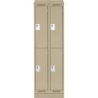 Clean Line Lockers, 2 -tier, Bank of 2, 24" x 18" x 82", Steel, Beige, Rivet (Assembled) Par Equipment