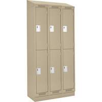 Clean Line Lockers, 2 -tier, Bank of 3, 36" x 18" x 82", Steel, Beige, Rivet (Assembled) Par Equipment