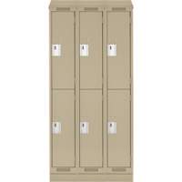 Clean Line Lockers, 2 -tier, Bank of 3, 36" x 18" x 82", Steel, Beige, Rivet (Assembled) Par Equipment