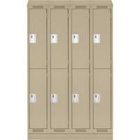 Clean Line Lockers, 2 -tier, Bank of 4, 48" x 18" x 82", Steel, Beige, Rivet (Assembled) Par Equipment