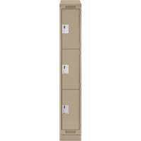 Clean Line Lockers, 3 -tier, 12" x 18" x 82", Steel, Beige, Rivet (Assembled) Par Equipment