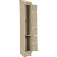 Clean Line Lockers, 3 -tier, Bank of 4, 48" x 18" x 82", Steel, Beige, Rivet (Assembled) Par Equipment