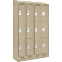 Clean Line Lockers, 3 -tier, Bank of 4, 48" x 18" x 82", Steel, Beige, Rivet (Assembled) Par Equipment
