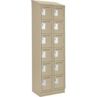 Clean Line Lockerette , 6 -tier, Bank of 2, 24" x 18" x 82", Steel, Beige, Rivet (Assembled) Par Equipment