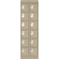 Clean Line Lockerette , 6 -tier, Bank of 2, 24" x 18" x 82", Steel, Beige, Rivet (Assembled) Par Equipment