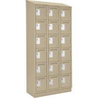 Clean Line Lockerette , 6 -tier, Bank of 3, 36" x 18" x 82", Steel, Beige, Rivet (Assembled) Par Equipment