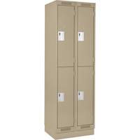 Clean Line Lockers, 2 -tier, Bank of 2, 24" x 18" x 76", Steel, Beige, Rivet (Assembled) Par Equipment