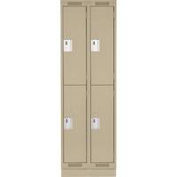 Clean Line Lockers, 2 -tier, Bank of 2, 24" x 18" x 76", Steel, Beige, Rivet (Assembled) Par Equipment