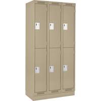 Clean Line Lockers, 2 -tier, Bank of 3, 36" x 18" x 76", Steel, Beige, Rivet (Assembled) Par Equipment