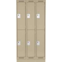 Clean Line Lockers, 2 -tier, Bank of 3, 36" x 18" x 76", Steel, Beige, Rivet (Assembled) Par Equipment