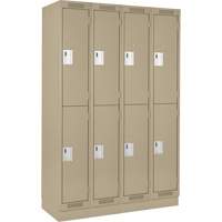 Clean Line Lockers, 2 -tier, Bank of 4, 48" x 18" x 76", Steel, Beige, Rivet (Assembled) Par Equipment
