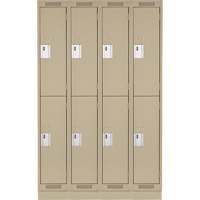 Clean Line Lockers, 2 -tier, Bank of 4, 48" x 18" x 76", Steel, Beige, Rivet (Assembled) Par Equipment