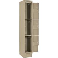Clean Line Lockers, 3 -tier, Bank of 4, 48" x 18" x 76", Steel, Beige, Rivet (Assembled) Par Equipment