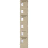 Petits casiers Clean Line, 6 niveaux, 12" x 18" x 76", Acier, Beige, Rivet (assembl&eacute;) Par Equipment