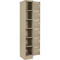 Clean Line Lockerette, 6 -tier, Bank of 4, 48" x 18" x 76", Steel, Beige, Rivet (Assembled) Par Equipment