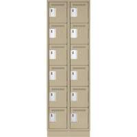 Clean Line Lockerette, 6 -tier, Bank of 2, 24" x 18" x 76", Steel, Beige, Rivet (Assembled) Par Equipment