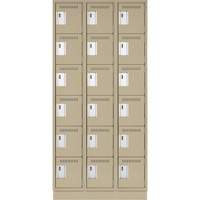 Clean Line Lockerette, 6 -tier, Bank of 3, 36" x 18" x 76", Steel, Beige, Rivet (Assembled) Par Equipment