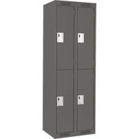 Clean Line Lockers, 2 -tier, Bank of 2, 24" x 18" x 72", Steel, Charcoal, Rivet (Assembled) Par Equipment