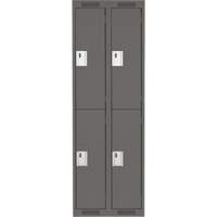 Clean Line Lockers, 2 -tier, Bank of 2, 24" x 18" x 72", Steel, Charcoal, Rivet (Assembled) Par Equipment