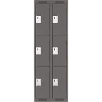 Clean Line Lockers, 3 -tier, Bank of 2, 24" x 18" x 72", Steel, Charcoal, Rivet (Assembled) Par Equipment