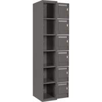 Clean Line Lockerette, 6 -tier, Bank of 4, 48" x 18" x 72", Steel, Charcoal, Rivet (Assembled) Par Equipment