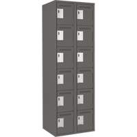 Clean Line Lockerette, 6 -tier, Bank of 2, 24" x 18" x 72", Steel, Charcoal, Rivet (Assembled) Par Equipment