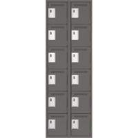 Clean Line Lockerette, 6 -tier, Bank of 2, 24" x 18" x 72", Steel, Charcoal, Rivet (Assembled) Par Equipment