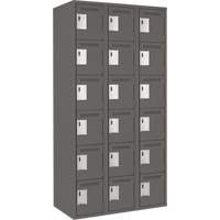 Clean Line Lockerette, 6 -tier, Bank of 3, 36" x 18" x 72", Steel, Charcoal, Rivet (Assembled) Par Equipment