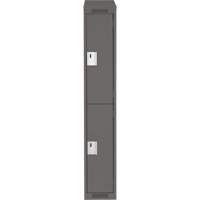 Clean Line Lockers, 2 -tier, 12" x 18" x 78", Steel, Charcoal, Rivet (Assembled) Par Equipment