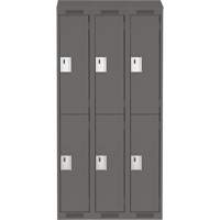 Clean Line Lockers, 2 -tier, Bank of 3, 36" x 18" x 78", Steel, Charcoal, Rivet (Assembled) Par Equipment