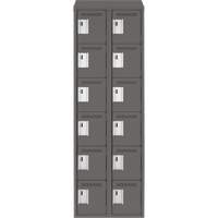 Clean Line Lockerette, 6 -tier, Bank of 2, 24" x 18" x 78", Steel, Charcoal, Rivet (Assembled) Par Equipment
