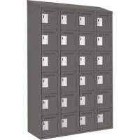 Clean Line Lockerette, 6 -tier, Bank of 4, 48" x 18" x 78", Steel, Charcoal, Rivet (Assembled) Par Equipment