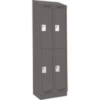 Clean Line Lockers, 2 -tier, Bank of 2, 24" x 18" x 82", Steel, Charcoal, Rivet (Assembled) Par Equipment