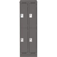 Clean Line Lockers, 2 -tier, Bank of 2, 24" x 18" x 82", Steel, Charcoal, Rivet (Assembled) Par Equipment