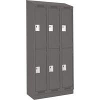 Clean Line Lockers, 2 -tier, Bank of 3, 36" x 18" x 82", Steel, Charcoal, Rivet (Assembled) Par Equipment