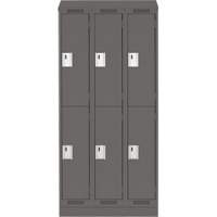 Clean Line Lockers, 2 -tier, Bank of 3, 36" x 18" x 82", Steel, Charcoal, Rivet (Assembled) Par Equipment