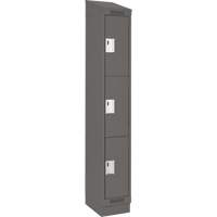 Clean Line Lockers, 3 -tier, 12" x 18" x 82", Steel, Charcoal, Rivet (Assembled) Par Equipment