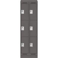 Clean Line Lockers, 3 -tier, Bank of 2, 24" x 18" x 82", Steel, Charcoal, Rivet (Assembled) Par Equipment
