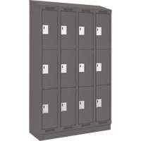 Clean Line Lockers, 3 -tier, Bank of 4, 48" x 18" x 82", Steel, Charcoal, Rivet (Assembled) Par Equipment